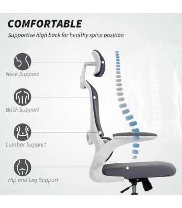 HOMCOM Mesh Back Office Chair, with Lumbar Support - Charcoal Grey