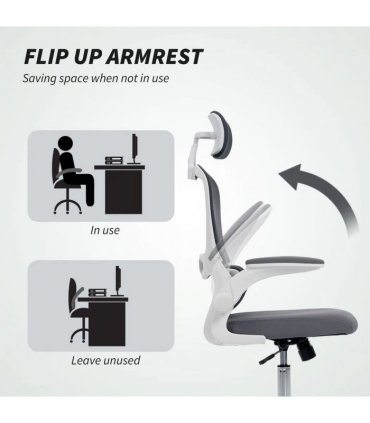 HOMCOM Mesh Back Office Chair, with Lumbar Support - Charcoal Grey