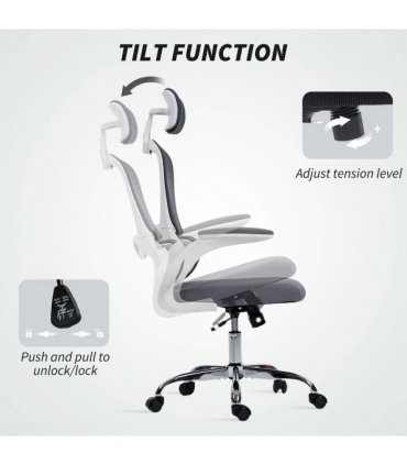 HOMCOM Mesh Back Office Chair, with Lumbar Support - Charcoal Grey