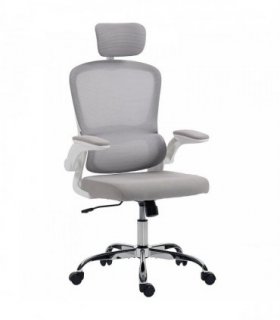 HOMCOM Mesh Back Office Chair, with Lumbar Support - Grey