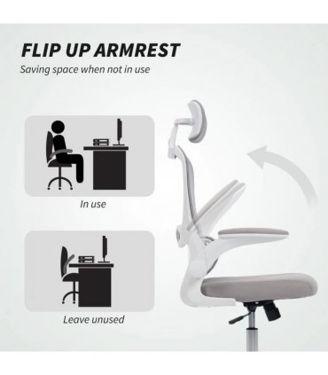 HOMCOM Mesh Back Office Chair, with Lumbar Support - Grey