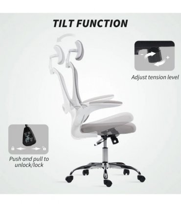 HOMCOM Mesh Back Office Chair, with Lumbar Support - Grey