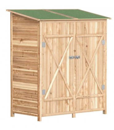 Outsunny 140 x 75 Fir Wood Garden Shed, with Asphalt Roof - Natural