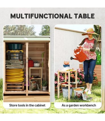 Outsunny 140 x 75 Fir Wood Garden Shed, with Asphalt Roof - Natural