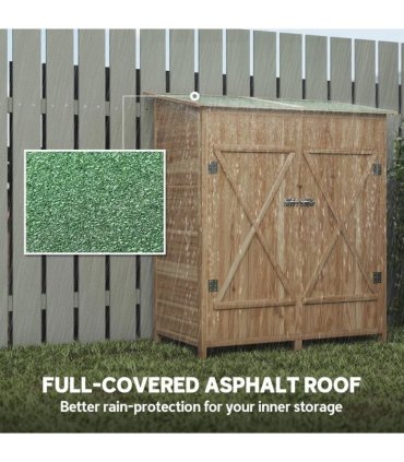Outsunny 140 x 75 Fir Wood Garden Shed, with Asphalt Roof - Natural