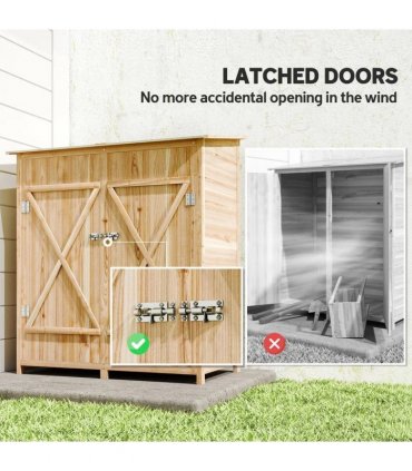 Outsunny 140 x 75 Fir Wood Garden Shed, with Asphalt Roof - Natural