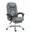 HOMCOM Faux Leather Reclining Office Chair, with Footrest - Grey