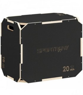 SPORTNOW Non-Slip Plyo Box, Corner-free Wooden Jump Box, 24"x20"x16.1"