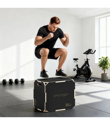 SPORTNOW Non-Slip Plyo Box, Corner-free Wooden Jump Box, 24"x20"x16.1"
