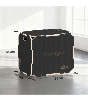 SPORTNOW Non-Slip Plyo Box, Corner-free Wooden Jump Box, 24"x20"x16.1"