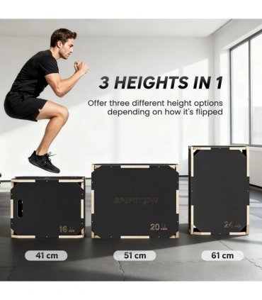 SPORTNOW Non-Slip Plyo Box, Corner-free Wooden Jump Box, 24"x20"x16.1"