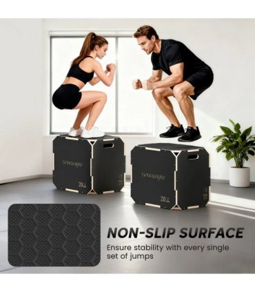 SPORTNOW Non-Slip Plyo Box, Corner-free Wooden Jump Box, 24"x20"x16.1"