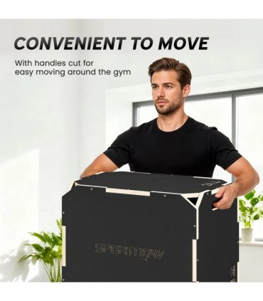 SPORTNOW Non-Slip Plyo Box, Corner-free Wooden Jump Box, 24"x20"x16.1"
