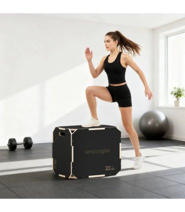 SPORTNOW Non-Slip Plyo Box, Corner-free Wooden Jump Box, 24"x20"x16.1"