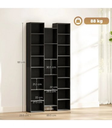 HOMCOM 21-Compartment Bookshelf - Black
