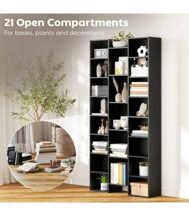 HOMCOM 21-Compartment Bookshelf - Black