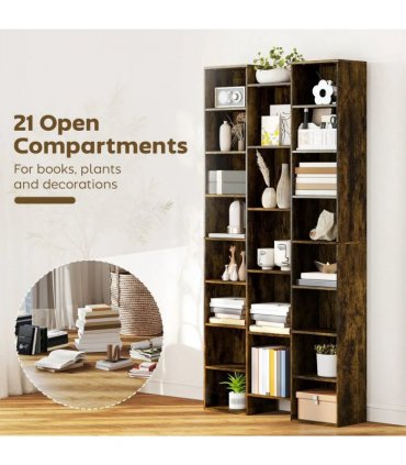 HOMCOM 21-Compartment Bookshelf - Brown