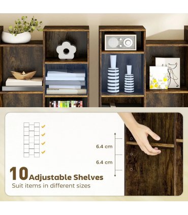 HOMCOM 21-Compartment Bookshelf - Brown