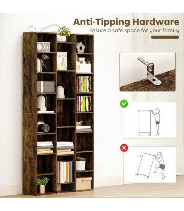 HOMCOM 21-Compartment Bookshelf - Brown