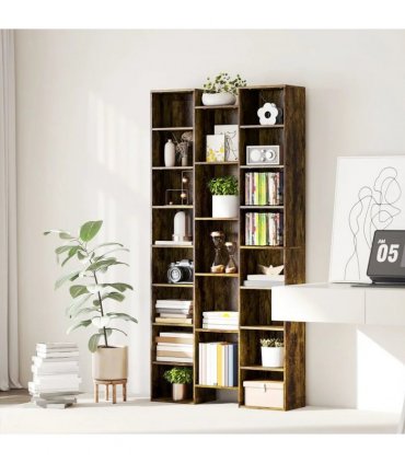 HOMCOM 21-Compartment Bookshelf - Brown