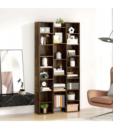 HOMCOM 21-Compartment Bookshelf - Brown