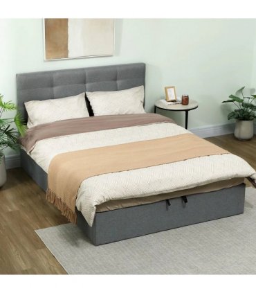 HOMCOM 5ft King Ottoman Bed with Gas Lift Storage - Grey