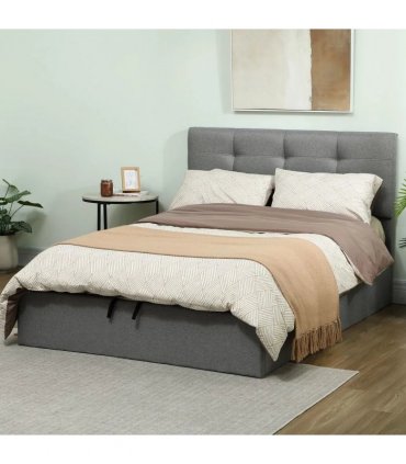 HOMCOM 5ft King Ottoman Bed with Gas Lift Storage - Grey