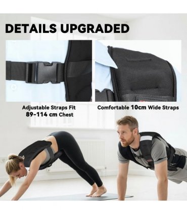 SPORTNOW Weighted Vest, 10 kg Weight Vest with Adjustable Straps, Reflective Strips, Black