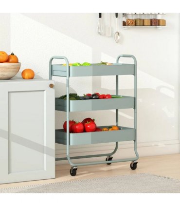 HOMCOM 3-Tier Storage Trolley on Wheels, Rolling Utility Cart with Mesh Backets for Kitchen, Bathroom, Bedroom, Light Green