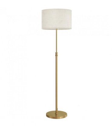 HOMCOM Floor Lamp with Remote, Height Adjustable Standing Lamp with Linen Shade, Dimmable with 3000K-6000K Adjustable Colour Temperatures, Foot Switch for Living Room Bedroom Office, Gold Tone