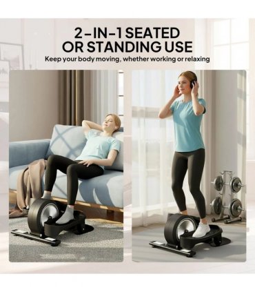SPORTNOW Under Desk Elliptical Machine with LCD Monitor, 8 Adjustable Magnetic Resistances for 2-in-1 Seat & Stand Up Exercise