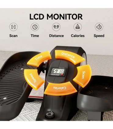 SPORTNOW Under Desk Elliptical Machine with LCD Monitor, 8 Adjustable Magnetic Resistances for 2-in-1 Seat & Stand Up Exercise