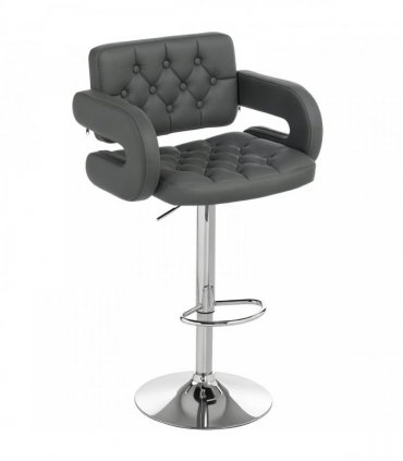HOMCOM PU Leather Upholstered Swivel Bar Stool, Height Adjustable with Back, Armrest, Footrest, Grey