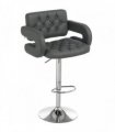 HOMCOM PU Leather Upholstered Swivel Bar Stool, Height Adjustable with Back, Armrest, Footrest, Grey