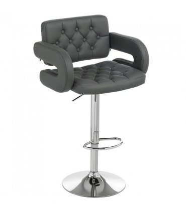HOMCOM PU Leather Upholstered Swivel Bar Stool, Height Adjustable with Back, Armrest, Footrest, Grey