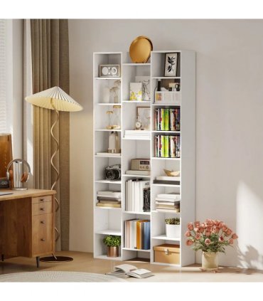 HOMCOM 21-Compartment Bookshelf - White