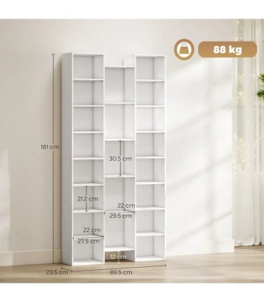 HOMCOM 21-Compartment Bookshelf - White