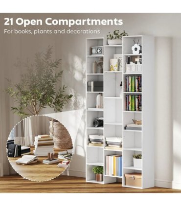 HOMCOM 21-Compartment Bookshelf - White