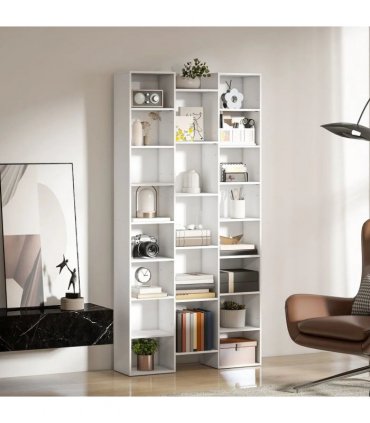 HOMCOM 21-Compartment Bookshelf - White