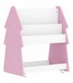 AIYAPLAY Kids Bookshelf with Toy Storage, Double-Sided Bookcase with Wheels, 3 Tier Kids Book Rack for Bedroom, Pink