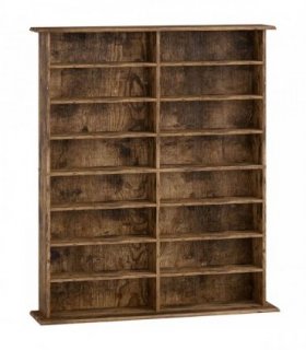 HOMCOM 16-Compartment Media Shelf - Rustic Brown