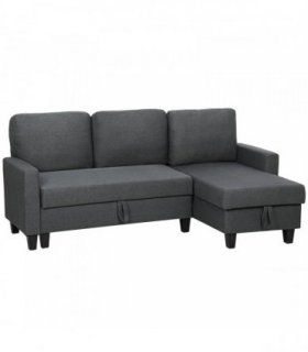HOMCOM Three-Seater Storage Sofa Bed -  Charcoal Grey