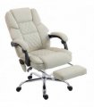 HOMCOM Office Chair with 6-point Vibration Massage and Heat, Fabric Desk Chair with Footrest, High Back, Cream White