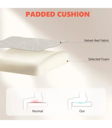 HOMCOM Office Chair with 6-point Vibration Massage and Heat, Fabric Desk Chair with Footrest, High Back, Cream White