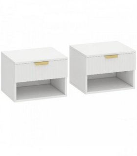 HOMCOM Floating Nightstands Set of 2, Modern Wall Mounted Bedside Tables, White