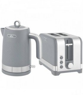 HOMCOM Sleek Textured Kettle and Toaster Set - Grey