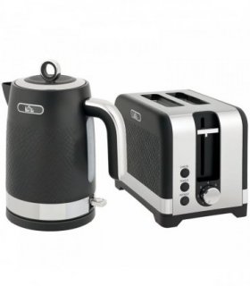 HOMCOM Sleek Textured Kettle and Toaster Set - Black