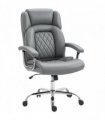 HOMCOM Big and Tall Office Chair 180kg with Spring Cushion, PU Leather - Grey