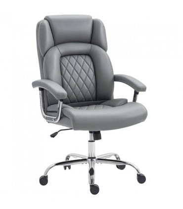 HOMCOM Big and Tall Office Chair 180kg with Spring Cushion, PU Leather - Grey