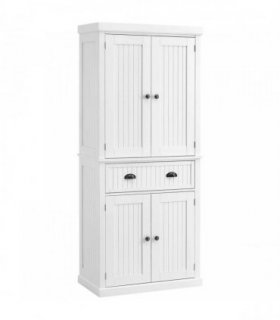 HOMCOM Kitchen Storage Cabinet with Drawer and Adjustable Shelves - White